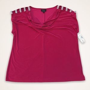 DRESSBARN Collection Rhinestone Cold Shoulder Top